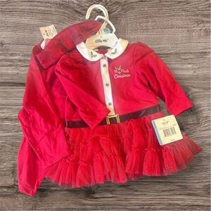 My First Christmas Santa Tutu Dress, Leggings & Headband Set 6M
